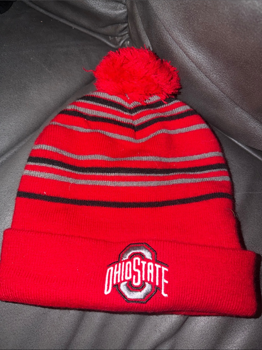 Ohio State Red Pom Beanie Hat - Unisex